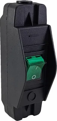Produktbild von Schnurschalter Gehäuse mit auswechselbarem Wippschalter 16A 250V Grün beleuchtet