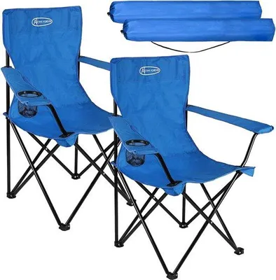 Productafbeelding van Famanu opvouwbare campingstoel, set van 2, lichtgewicht draagtas, met bekerhouder en armleuningen, belastbaar tot 100 kg