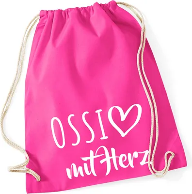 Produktbild von Huuraa Turnbeutel Ossi mit Herz 12 Liter Fuchsia Baumwolle Rucksack Geschenkidee