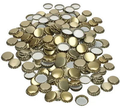 Produktbild von 100er Set Kronkorken Gold innen Ø26mm Metall Flaschenverschluss