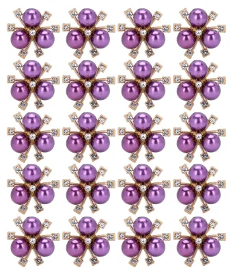 Produktbild von 20 Stücke Perle Blume Strass DIY Kleidung Manschette Brosche Modeschmuck ZubehörLila