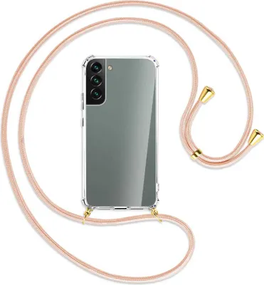 Produktbild von Handykette Backcover-Schutzhülle mit Band (Metall goldfarben) für Samsung Galaxy S22 Plus 5G (S906) - rose peach