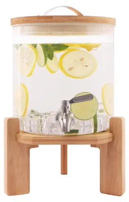 Getränkespender aus Glas, 6 L, mit Ständer, für Partys
