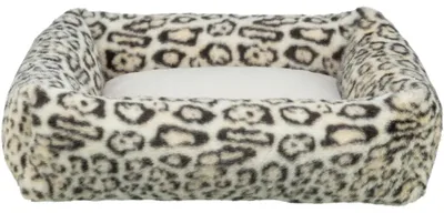 Produktbild von TRIXIE Eckiges Katzen- und Hundebett Leo mit Rand aus Plüsch im Leoparden-Look - 100 × 70 cm