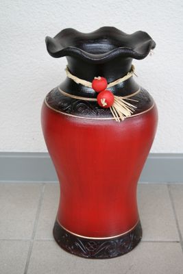 BODENVASE "KLASSIK I"- ca.40 CM Schwarz/Rot/Gold
