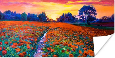 Produktbild von MuchoWow® Poster Malerei - Natur - Blumen - Ölfarbe 160x80 cm - Foto Poster