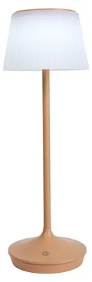 Obrázok produktu pre Vonkajšie stolné lampy – LED / nastaviteľná farba svetla (CCT) – solárna / akumulátorová stolná lampa "EMMI", výška: 38 cm, farba: mandľová. Stolná lampa do exteriéru v škandinávskom štýle, vyrobená z kovu a plastu, výška 38 cm, priemer 13 cm. LED doska – stmívateľná – dotykový senzor – prepínač farby svetla (CCT)