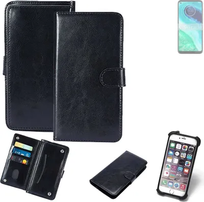 Produktbild von K-S-Trade 360° Hülle kompatibel mit Motorola G8 schwarz Kunstleder Case BookCase WalletCase Kunstlederederhülle Handyhülle, Rundumschutz Bumper