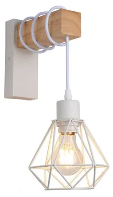 Produktbild von BARCELONA LED Wandleuchte Roden Käfig Nordic Weiß Holz Metall