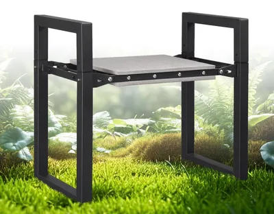 Productafbeelding van Tuinkniebank - Inklapbaar - 31 cm breed - Zwart - Draagt tot 180 kg