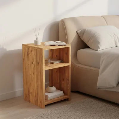 Produktbild von Nachttisch mit 2 offenen Fächern – Nachtschrank Nachtkommode Schlafzimmer – Beistelltisch mit Stauraum kompakt – 3 Farben – Breite 29,5cm Höhe 52cm