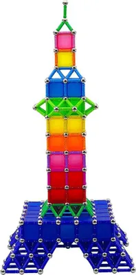 Produktbild von Magnetische Bauklötze 200 Stück STEM-Edukations-Spielzeug für Kinder, Bauklötze für Konstruktionen