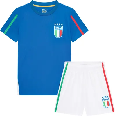 Produktbild von Italienische Nationalmannschaft Heimtrikot Kinder - Größe 128 / 8 Jahre - FIGC Trikot - blau - weiß - Fußballbekleidung - Offizielles Produkt