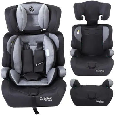 Obrázek produktu pro Dětská autosedačka, nastavitelná opěrka hlavy, pro s výšku 76 - 150 cm, černo/šedá
