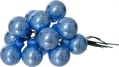 Produktbild von Weihnachtskugeln am Draht 2cm Glas 12 Stück - Himmelblau glänzend