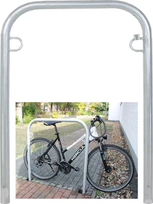 Produktbild von Fahrradanlehnbügel 114 x 78 cm Stahl feuerverzinkt Ø 49mm Einbetonieren Fahrradständer Parker Typ U