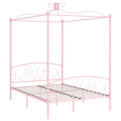 Immagine prodotto di Struttura letto a baldacchino in metallo rosa 140 x 200 cm