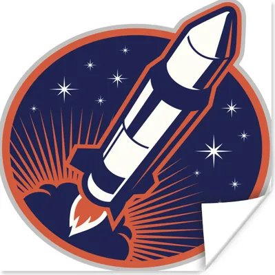 Produktbild von MuchoWow® Poster Illustration - Kinder - Rakete 50x50 cm - Wohnzimmerdekoration