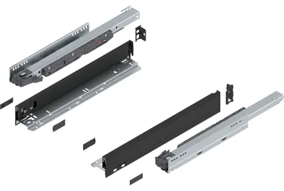 Produktbild von Blum Legrabox pure H N Schubladenschienen Set | 1 Paar 40kg 450mm | Tip On Vollauszug Carbonschwarz Set