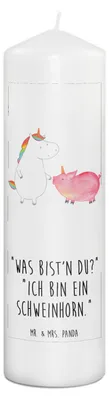 Produktbild von Mr. & Mrs. Panda Kerze Einhorn Schwein 29 x 8 cm XL - Weiß - Geschenk, Bedruckte, Einhörner, Unicorn, Blockkerze, Schweinchen, Erinnerungslicht, Stumpenkerze, Freundin
