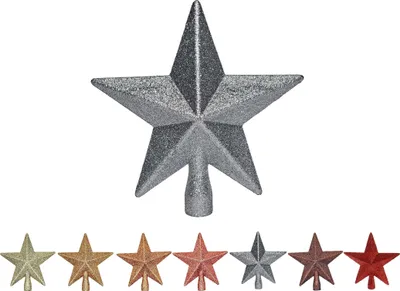 Produktbild von Bambelaa! Weihnachtsbaumspitze Christbaum Dekoration Weihnachten Ornament Glitzernd Stern Größe Ca. 18 cm Silber