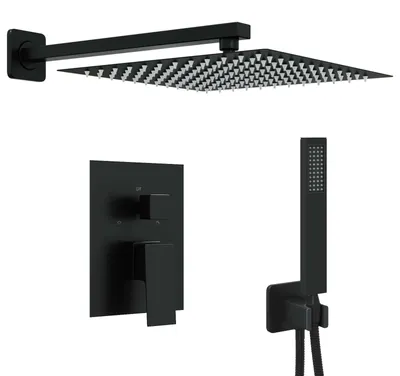 Productafbeelding van vidaXL Inbouwdouchesysteem (vierkant), zwart, roestvrij staal, model 201