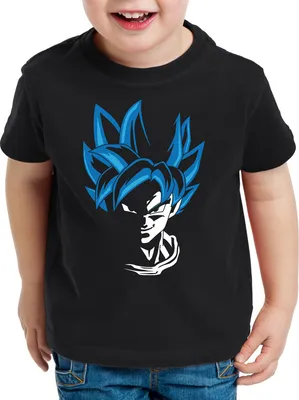 Produktbild von style3 Super Goku Blue God Modus Kinder Anime T-Shirt Training Son Kame Kopf Z Saiyajin Schwarz