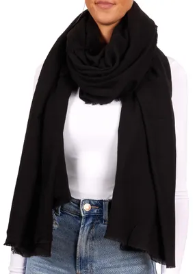Produktbild von BRUBAKER Cashmirillo Schal - Übergroßer Wollschal für Damen und Herren - 100 x 200 cm - Warm und Kuschelig - Deckenschal für Herbst/Winter, Schwarz