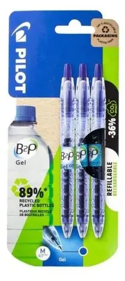 Produktbild von PILOT B2P Gel-Kugelschreiber 3er-Set Blau 0,7mm