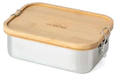 Edelstahl-Lunchbox mit Bambusdeckel, 1000 ml, auslaufsicher