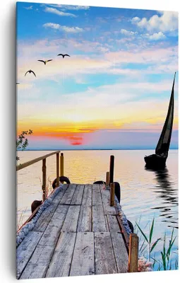 Produktbild von Bild auf Leinwand - Leinwandbild - Einteilig - Brücke See - 80x120cm - Wand Bild - Wanddeko - Wandbilder - Leinwanddruck - Kunstdruck - Wanddekoration - Leinwand bilder - Wandbild - PA80x120-4115