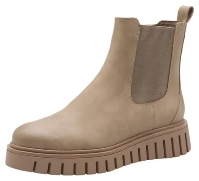Produktbild von MARCO TOZZI Damen Chelsea Boots zum Schlupfen Plateau, Braun (Taupe), 38 EU