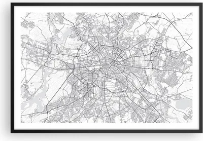Produktbild von Gerahmtes Poster - Schwarzer Rahmen - Stadt Karte Berlin - 91,5x61 cm - Wand Bild - Wanddeko - Wandbilder - Kunstposter - Wandposter - Bilderrahmen - Bilder - Kunstdruck - P2BAA91x61-4681
