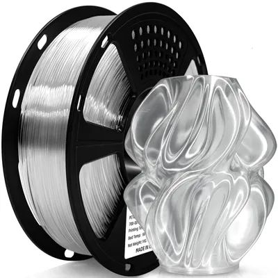 Immagine prodotto di Filamento PETG GEEETECH, 1,75 mm, trasparente, per stampanti 3D, bobina da 1 kg, filamento trasparente con tolleranza dimensionale di +/- 0,02 mm