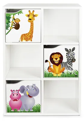 Produktbild von Moderner, weißer Bücherkorpus mit 3 Türen für Kinder