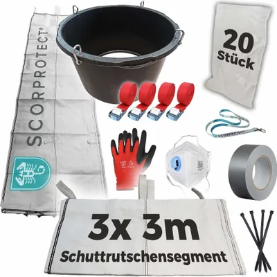 Produktbild von Schuttrutsche Bauschuttrutsche 9 m flexibel mit Einfülltrichter, 20x Flachsäcke und Zubehör