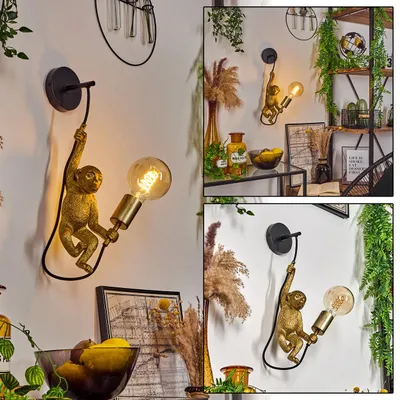 Produktbild von Villafranca »Villafranca« Wandlampe aus Metall/Kunststoff in Schwarz/Goldfarben