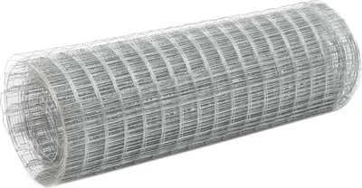 Produktbild von Hühnerzaun, geschweißtes Drahtgitter aus verzinktem Stahl, Rolle 25 x 0,5 m, grau, für Geflügel und Käfige