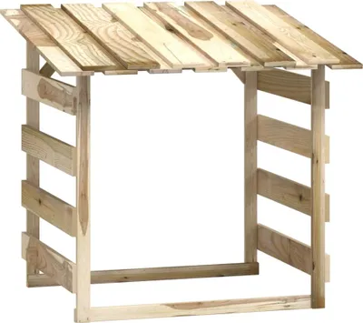 A wooden pergola structure shown from a front-facing diagonal angle against a white background.