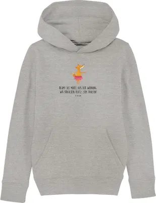 Produktbild von Mr. & Mrs. Panda Kinderpullover Fuchs Ballerina 12-14 Jahre (152/164) - Heather Grey - Geschenk, Hoody, Sweatshirt, Party, Pullover, Ballett, Sweater, Geburtstag, Feier