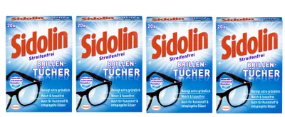 Produktbild von Sidolin 4er Packfeuchte Reinigungstücher für Brillen Bildschirme 4x20 Stück