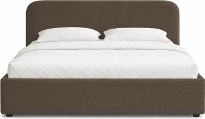 Produktbild von Polsterbett 180x200 mit Bettkasten - Braun - Metallgestell - mit Stauraum - Bettrahmen mit Lattenrost - Gasfeder - Doppelbett - Ohne Matratze