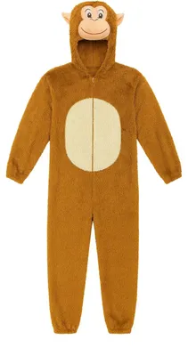 Produktbild von Affenkostüm Herren Overall braun mit Kapuze, Tierkostüm Größe XXXX-L