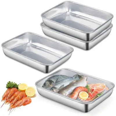 Image de Ibenzoa® - Ensemble de 3 grandes boîtes de rangement en acier inoxydable, avec couvercles en silicone, d'environ 2000 ml, dimensions 25x20x5,5 cm – empilables, idéales pour le réfrigérateur et la cuisine