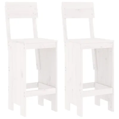 Imagen del producto de vidaXL Taburetes de bar, 2 unidades, blancos, 40x48,5x115,5 cm, madera maciza de pino