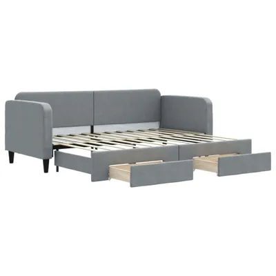 Immagine prodotto di Divano Letto Estraibile Cassetti Grigio Chiaro 80x200cm Tessuto