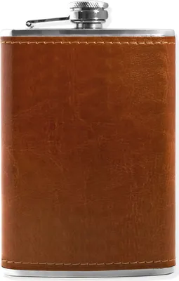 Produktbild von OUTDOOR SAXX® - Edelstahl Flachmann, Edles Leder Design | Hochwertige Taschen-Flasche, Whiskey, Schnaps | 240ml Schraub-Verschluss. Tolles Geschenk