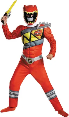 Produktbild von Roter Power Ranger - Red Ranger Dino Charge Muskel Kostüm für Kinder Größe: M