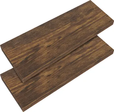 Produktbild von CASARIA® 2x Wandregal Holz Dunkle Eiche Regal mit Halterung 15kg Tragkraft Hängeregal Küche Wohnzimmer Flur Wand Schweberegal Bücherregal Regalbrett Schwebend 70cm