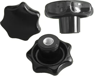 Produktbild von 1 Stück -- Sterngriffmutter Mutter M10 Ø 63 mm DIN6336 K - schwarz, Stahlgewinde